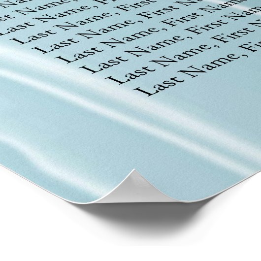 Blauwgroen Blauwe Zijde met Witte Pearls Zitkaart Poster (Hoek)