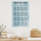 Blauwgroen Blauwe Zijde met Witte Pearls Zitkaart Poster (Keuken)