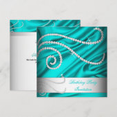 Blauwgroen Blauwe Zijde Ruiters Birthday Partij Kaart (Voorkant / Achterkant)