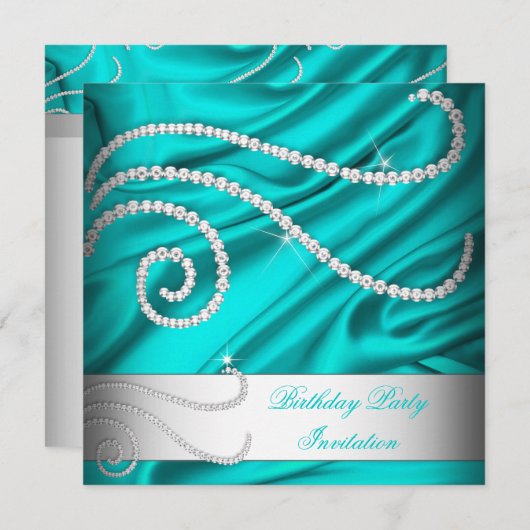 Blauwgroen Blauwe Zijde Ruiters Birthday Partij Kaart (Voorkant / Achterkant)