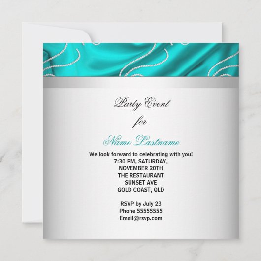 Blauwgroen Blauwe Zijde Ruiters Birthday Partij Kaart (Achterkant)