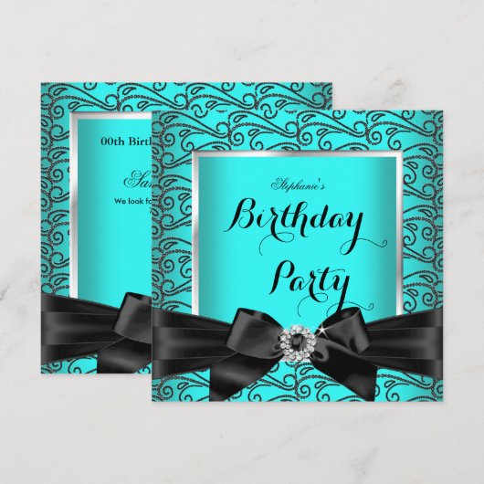 Blauwgroen blauwe zilver Black Diamonds Kaart (Voorkant / Achterkant)