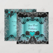 Blauwgroen blauwe zilver zwarte lepel Elegant Part Kaart (Voorkant / Achterkant)