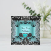 Blauwgroen blauwe zilver zwarte lepel Elegant Part Kaart (Staand voorkant)