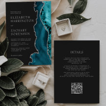 Blauwgroen Blauwe Zilveren Agaat QR Code Huwelijk