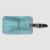 Blauwgroen Blauwe Zilveren Slang Print Bagagelabel (Voorkant (horizontaal))