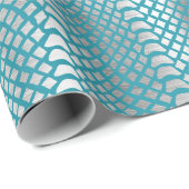 Blauwgroen Blauwe Zilveren Slang Print Cadeaupapier (Rol Hoek)