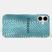 Blauwgroen Blauwe Zilveren Slang Print Case-Mate iPhone Case (Achterkant (horizontaal))
