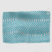 Blauwgroen Blauwe Zilveren Slang Print Golfhanddoek (Horizontaal)
