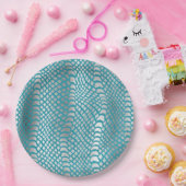 Blauwgroen Blauwe Zilveren Slang Print Papieren Bordje (Feest)