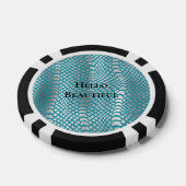 Blauwgroen Blauwe Zilveren Slang Print Poker Chips (Enkel)