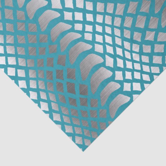 Blauwgroen Blauwe Zilveren Slang Print Tissuepapier (Detail)