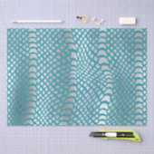 Blauwgroen Blauwe Zilveren Slang Print Tissuepapier (Craft)