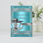 Blauwgroen Blauwe Zilvergrijze verjaardag 30e verj Kaart (Staand voorkant)