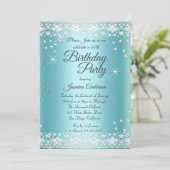 Blauwgroen blauwe zilversparkle bij geboorte kaart (Staand voorkant)