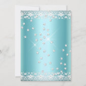 Blauwgroen blauwe zilversparkle bij geboorte kaart (Achterkant)