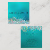 Blauwgroen blauwe zilversparkle-stijllijst vierkante visitekaartje (Voorkant / Achterkant)