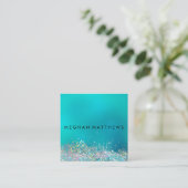 Blauwgroen blauwe zilversparkle-stijllijst vierkante visitekaartje (Staand voorkant)