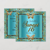 Blauwgroen blauwe zoete zestien goudvlinder kaart (Voorkant / Achterkant)