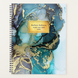 Blauwgroen blauwe zwarte goudmetallische Abstracte Planner