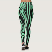 Blauwgroen Blauwe Zwarte Streep Leggings - Kies Kl (Achterkant)