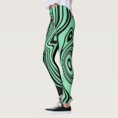 Blauwgroen Blauwe Zwarte Streep Leggings - Kies Kl (Links)
