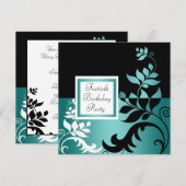 Blauwgroen Blauwe Zwarte Vrouwen 40ste Verjaardags Kaart (Voorkant / Achterkant)