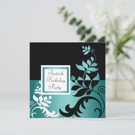 Blauwgroen Blauwe Zwarte Vrouwen 40ste Verjaardags Kaart (Staand voorkant)