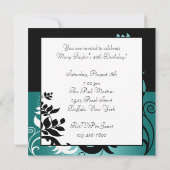 Blauwgroen Blauwe Zwarte Vrouwen 40ste Verjaardags Kaart (Achterkant)