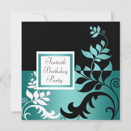 Blauwgroen Blauwe Zwarte Vrouwen 40ste Verjaardags Kaart (Voorkant)