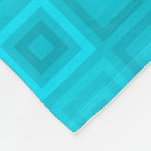 Blauwgroen blauwgroen vierkantspatroon met uw init fleece deken (Hoek)
