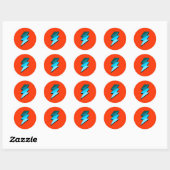 Blauwgroen bliksemdonderbout ronde sticker (Vel)