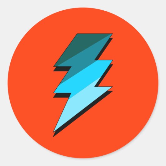 Blauwgroen bliksemdonderbout ronde sticker (Voorkant)