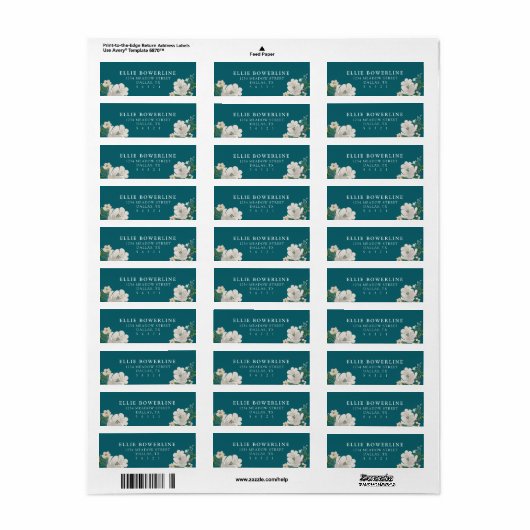 Blauwgroen bloei etiket (Full Sheet)