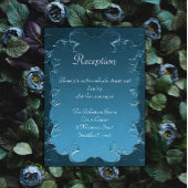  Blauwgroen Bloeit Elegant Huwelijksreceptie Informatiekaartje