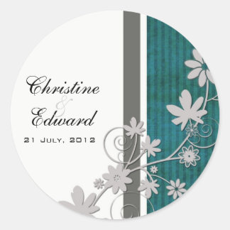 Blauwgroen Bloem Bruiloft Sticker