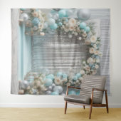  Blauwgroen Bloemballon Boog Hangen Wandkleed (In Situ (horizontaal))