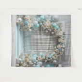  Blauwgroen Bloemballon Boog Hangen Wandkleed (Voorkant (horizontaal))