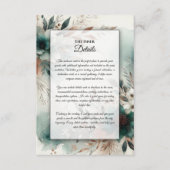 Blauwgroen bloemblaadjes in Bronze Bloom Wedding Informatiekaartje (Voorkant)