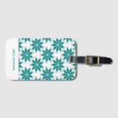 Blauwgroen bloemen aangepaste naam wit bagagelabel (Voorkant (horizontaal))