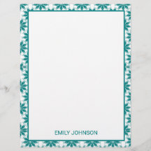 Blauwgroen bloemen aangepaste naam wit