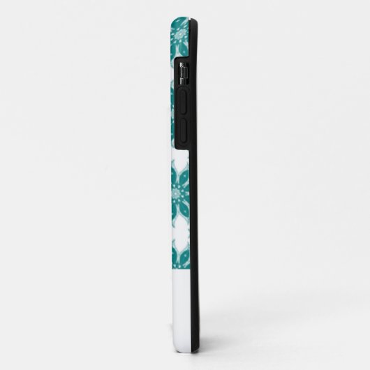 Blauwgroen bloemen aangepaste naam wit Case-Mate iPhone case (Achterkant/links)