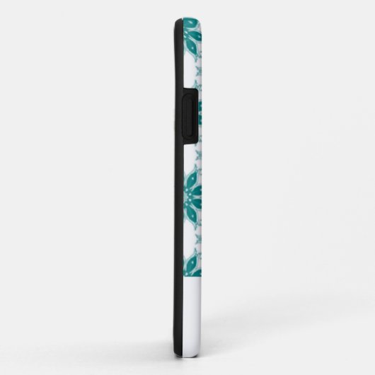 Blauwgroen bloemen aangepaste naam wit Case-Mate iPhone case (Achterkant/rechts)