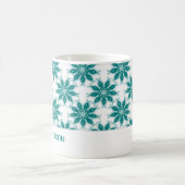 Blauwgroen bloemen aangepaste naam wit koffiemok (Center)