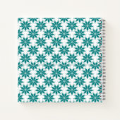 Blauwgroen bloemen aangepaste naam wit notitieboek (Achterkant)