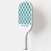 Blauwgroen bloemen aangepaste naam wit pickleball paddle (Links)