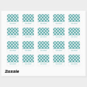 Blauwgroen bloemen aangepaste naam wit vierkante sticker (Vel)