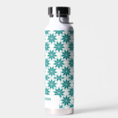 Blauwgroen bloemen aangepaste naam wit waterfles (Links)