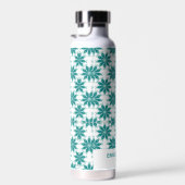 Blauwgroen bloemen aangepaste naam wit waterfles (Rechts)