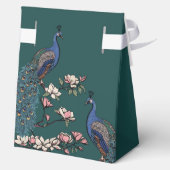 Blauwgroen Bloemen Blauwe Pauw & Magnolia Bloemen Bedankdoosjes (Achterkant)